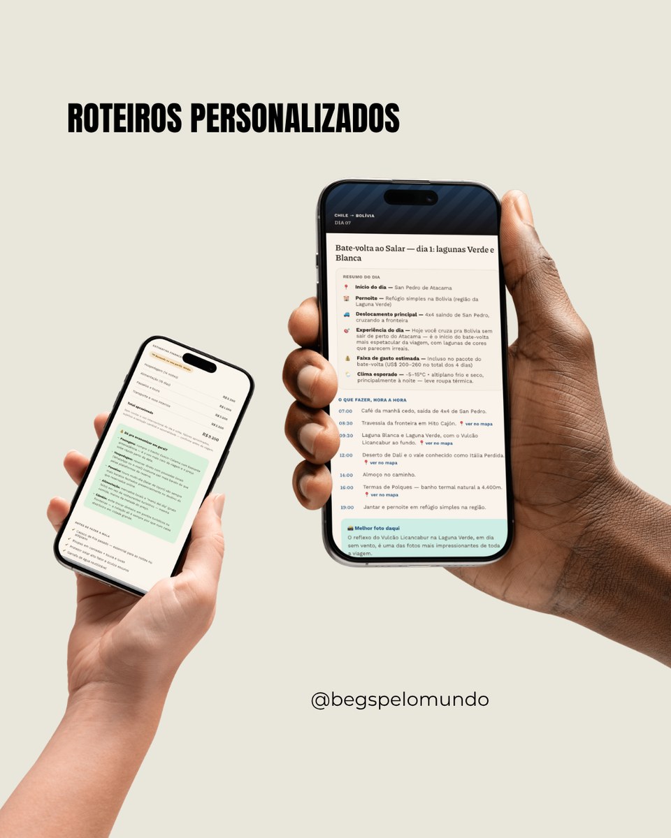 Roteiros Personalizados — exemplo de roteiro em PDF aberto no celular